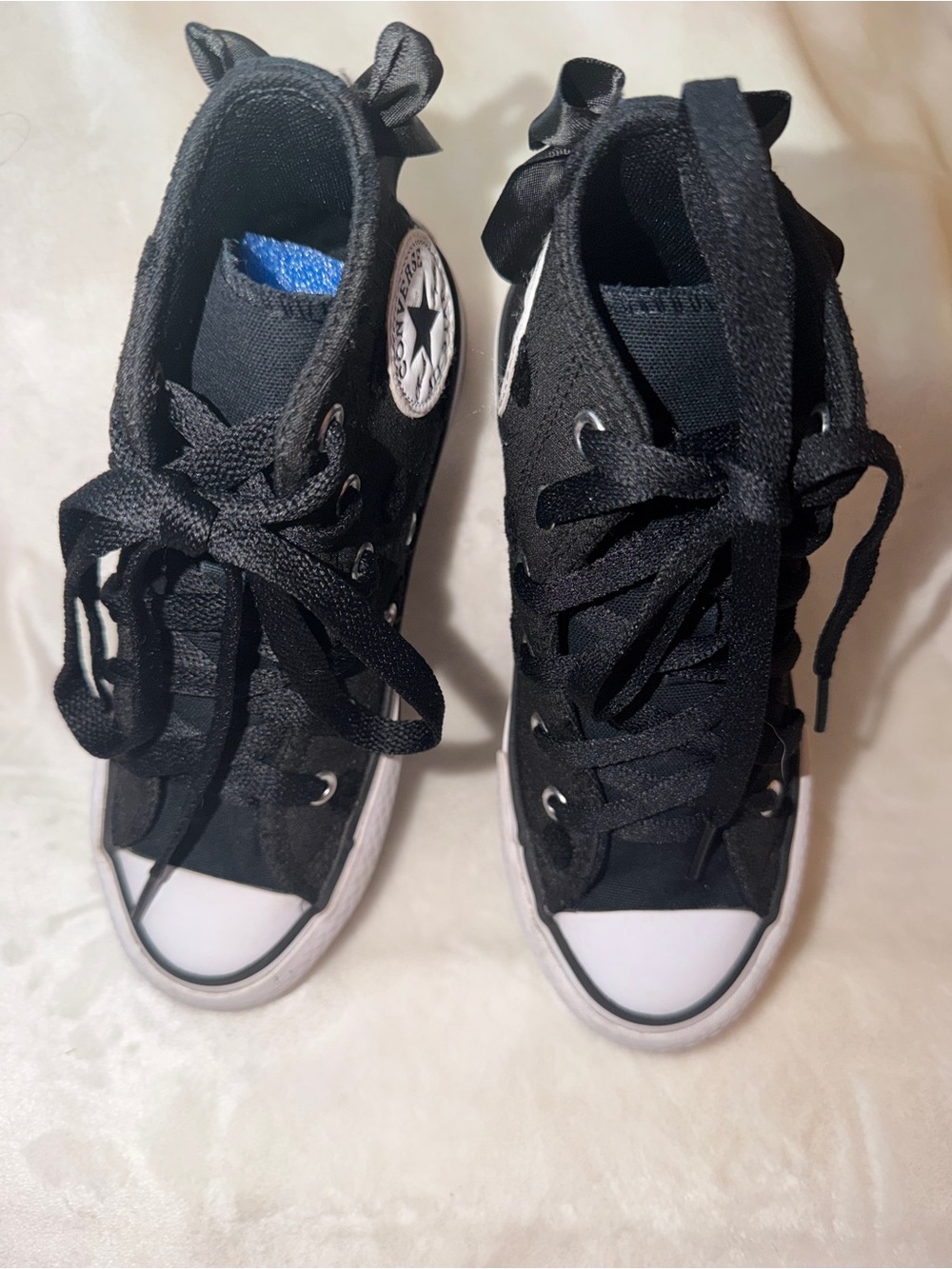Converse Chuck Taylor All Star Black Polka Dot High Tops Bow Youth Size 1 - Picture 10 of 13